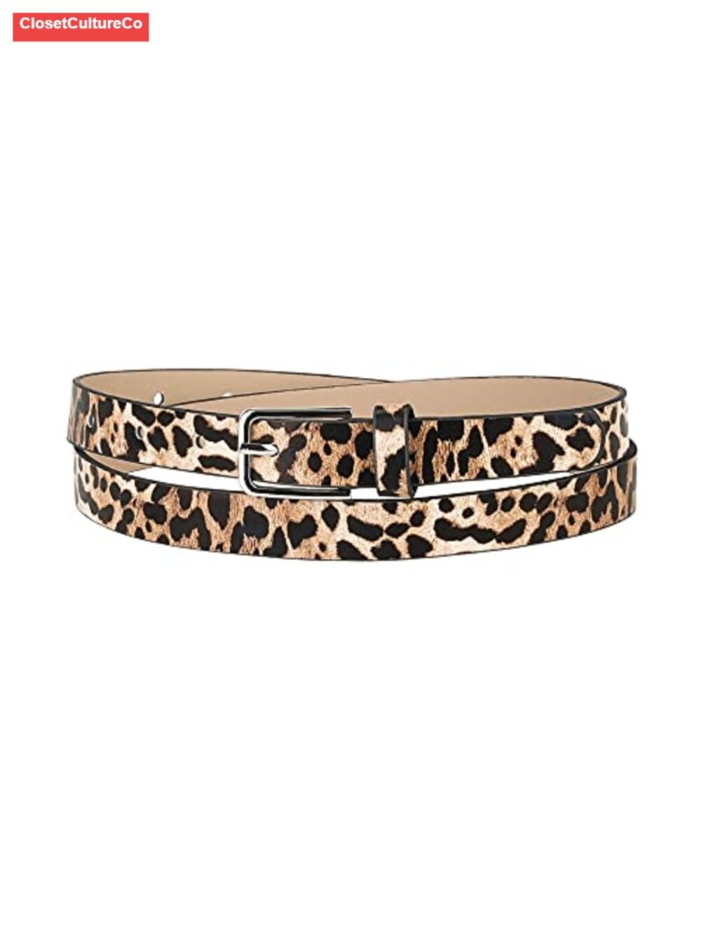 Skinny Animal Printed Faux Leather Pin Buckle Belt